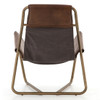 Vera Mid-Century Brown Leather Lounge Chair - Brass