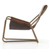 Vera Mid-Century Brown Leather Lounge Chair - Brass