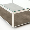 Hollywood Shagreen Shadow Box Glass Top Coffee Tables - Polished Steel