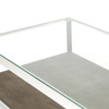 Hollywood Shagreen Shadow Box Glass Top Coffee Tables - Polished Steel