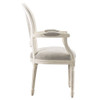 Louis Vintage White Oak Round Dining Arm Chair- Linen,8827.2006