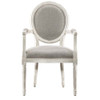 Louis Vintage White Oak Round Dining Arm Chair- Linen,8827.2006