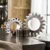 Industrial Tarnished Silver Gears Sculpture Set