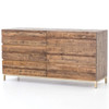 Tiller Brass & Reclaimed Wood 6 Drawer Dresser