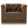 Elder Rustic Lodge Tufted Brown Leather Swivel Arm Chair