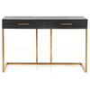 Smith Modern Ebony Oak Gold Brass Leg Writing Desks