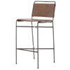 Oxton Waxed Brown Leather Steel Tube Barstool