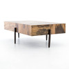 INDRA COFFEE TABLE,SPALTED PRIMAVERA,DARK HAMMERED IRON,UWES-160