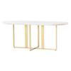 Torino Brass Leg White Marble Oval Dining Table 74"