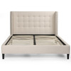 Jefferson Cream Linen Tufted Wingback King Bed, platform