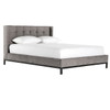 Newhall Box-Tufted Gray Fabric Shelter Platform Bed - Queen