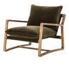 Ace Olive Green Fabric Oak Wood Living Room Arm Chair