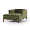 Dylan Green Velvet Tufted Midcentury Chaise Lounge