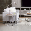 Urban Modern Mist Gray Round Side Table, Metal Leg