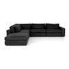 Bloor Black Leather 5-Piece Left Arm Sectional Sofas