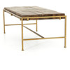 IHRM-078A, SIMIEN COFFEE TABLE,Aged Brass, Weathered Hickory