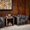 Maxx Tufted Swivel Chairs, Black Leather