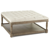 Cade Tufted Linen Square Ottoman 42"