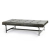 Lindy Tufted Black Leather Ottoman Coffee Table 63"
