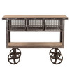 Industrial Natural Oiled Teak + Iron Rolling Kitchen Cart 48"