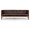 Holden Mid Century Exposed Wood Frame Leather Sofa