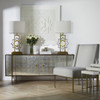 Adrian Gilded Star Mirrored 4 Door Credenza Sideboard 73"