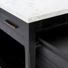 Ian Solid Wood and White Italian Marble Top Kitchen Island