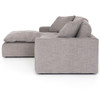 Plume Grey Upholstered Block Arm LAF Large Sectional Sofa 136"