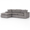 Plume Grey Upholstered Block Arm LAF 2-Piece Sectional Sofa 106"