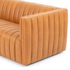 Augustine Lager Tan Leather Channel Tufted Sofa 97"