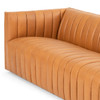 Augustine Lager Tan Leather Channel Tufted Sofa 97"