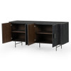 Laverne Black Oak Wood + Bluestone Top Sideboard Cabinet