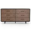 August Modern Black Oak 6 Drawers Dresser