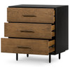 August Modern Black Oak 3 Drawers Small Dresser