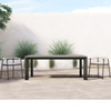 Kelso Grey Teak Wood Top Outdoor Dining Table 79"
