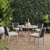 Sana Grey Teak Top Round Outdoor Dining Table 48"