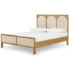 Allegra Woven Cane Queen Size Oak Wood Platform Bed