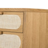 Allegra Woven Cane 5 Drawers Oak Tall Dresser