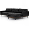 Lexi Modern Tufted Black Leather 2-Pc Sectional Sofa 105"