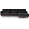 Lexi Modern Tufted Black Leather 2-Pc Sectional Sofa 105"