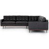 Lexi Modern Tufted Black Leather 3-Pc Corner Sectional Sofa