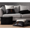 Leather And Linen Pillow-Snm Blk-Set 2-20"