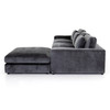 Bloor Charcoal Worn Velvet Contemporary 3 Piece Sectional Sofa W/ Ottoman