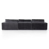 Bloor Charcoal Worn Velvet Contemporary 3 Piece Sectional Sofa W/ Ottoman
