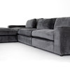 Bloor Charcoal Worn Velvet Contemporary 3 Piece Sectional Sofa W/ Ottoman