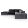 Bloor Contemporary Charcoal Worn Velvet 4 Piece Laf W/ Ottoman Sectional Sofas 131",ZFH-CKEN-D-003