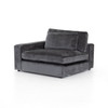 left,Bloor Contemporary Charcoal Worn Velvet 4 Piece Raf-Laf W/ Ottoman Sectional Sofas 131"