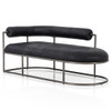 Bettie Black Leather Curved Retro Chaise