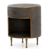 Shagreen Grey Round Nightstand