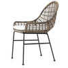 Bandera Distressed Grey Finish White Cushion Outdoor Woven Dining Chair